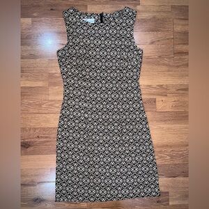 dressbarn Brown and Cream Geometric Midi Dress